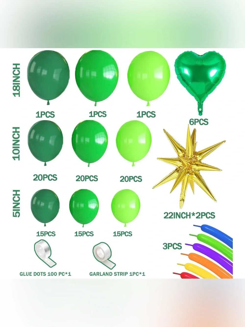 St. Patrick's Day Green Balloon Arch Garland Party Decorations Set